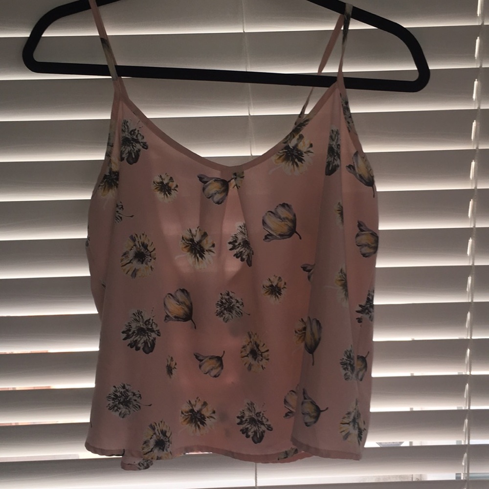 Pink Floral Spaghetti Strap Blouse
